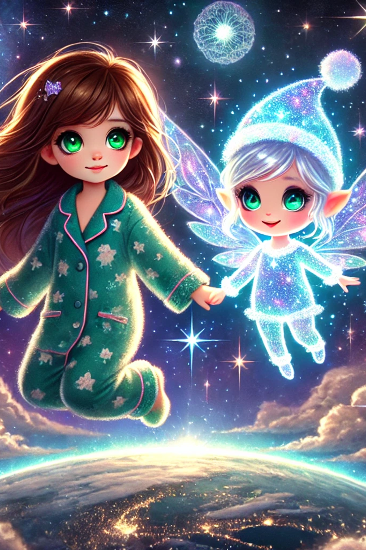 Illustration zur Gute-Nacht-Geschichte „Riana und die funkelnden Sterne“
