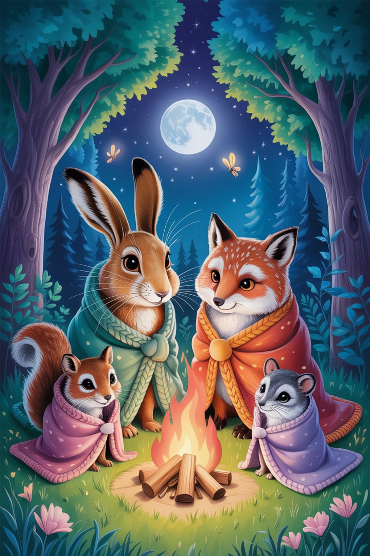 Illustration zur Gute-Nacht-Geschichte „Die Kuscheldeckenbande - eine Geschichte zum Einschlafen und Träumen“