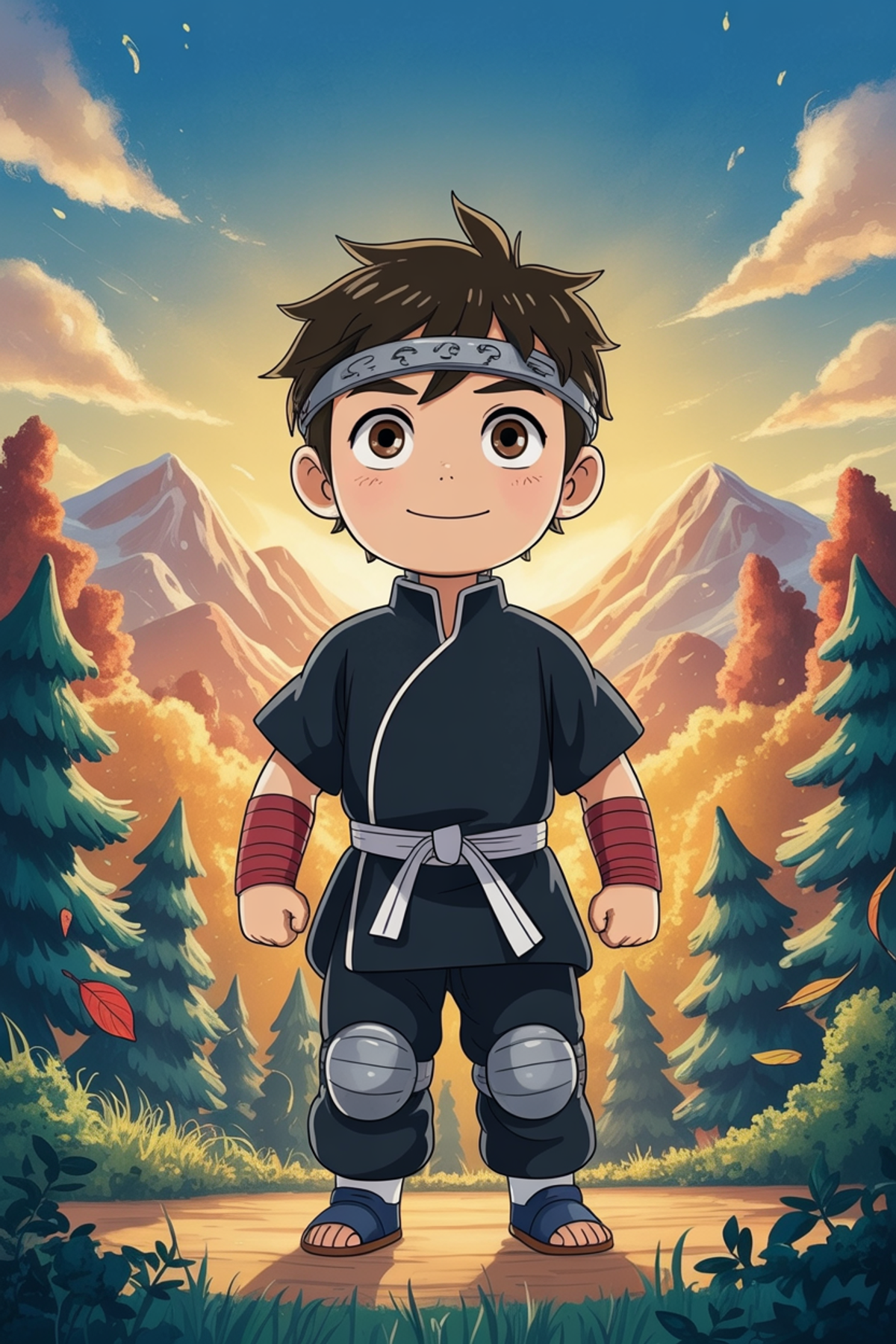 Illustration zur Gute-Nacht-Geschichte „Die Prüfung zum Ninja - eine spannende Geschichte zum Vorlesen“