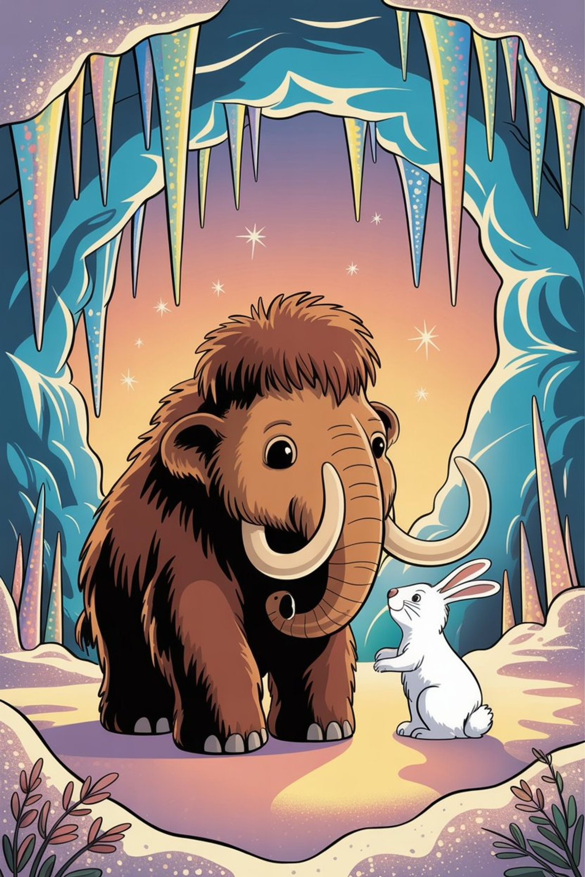 Illustration zur Gute-Nacht-Geschichte „Manny, das kleine Mammut - eine eisige Gute-Nacht-Geschichte“