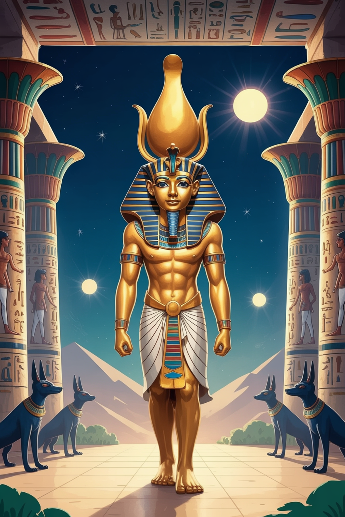 Illustration zur Gute-Nacht-Geschichte „Der Tempel des Pharaos - eine Geschichte mit Wissen“
