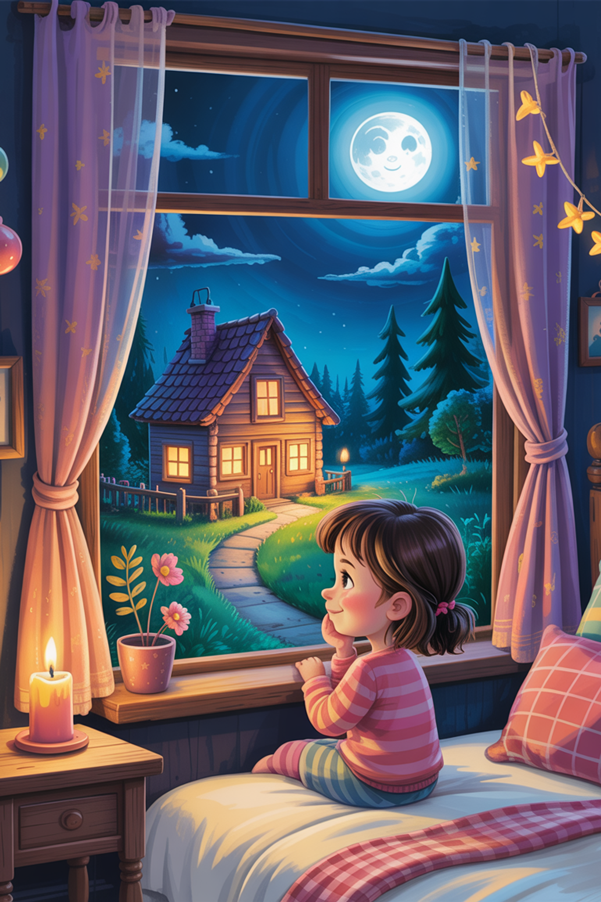 Illustration zur Gute-Nacht-Geschichte „Romi und das letzte Streichholz - eine herzliche Gute-Nacht-Geschichte“