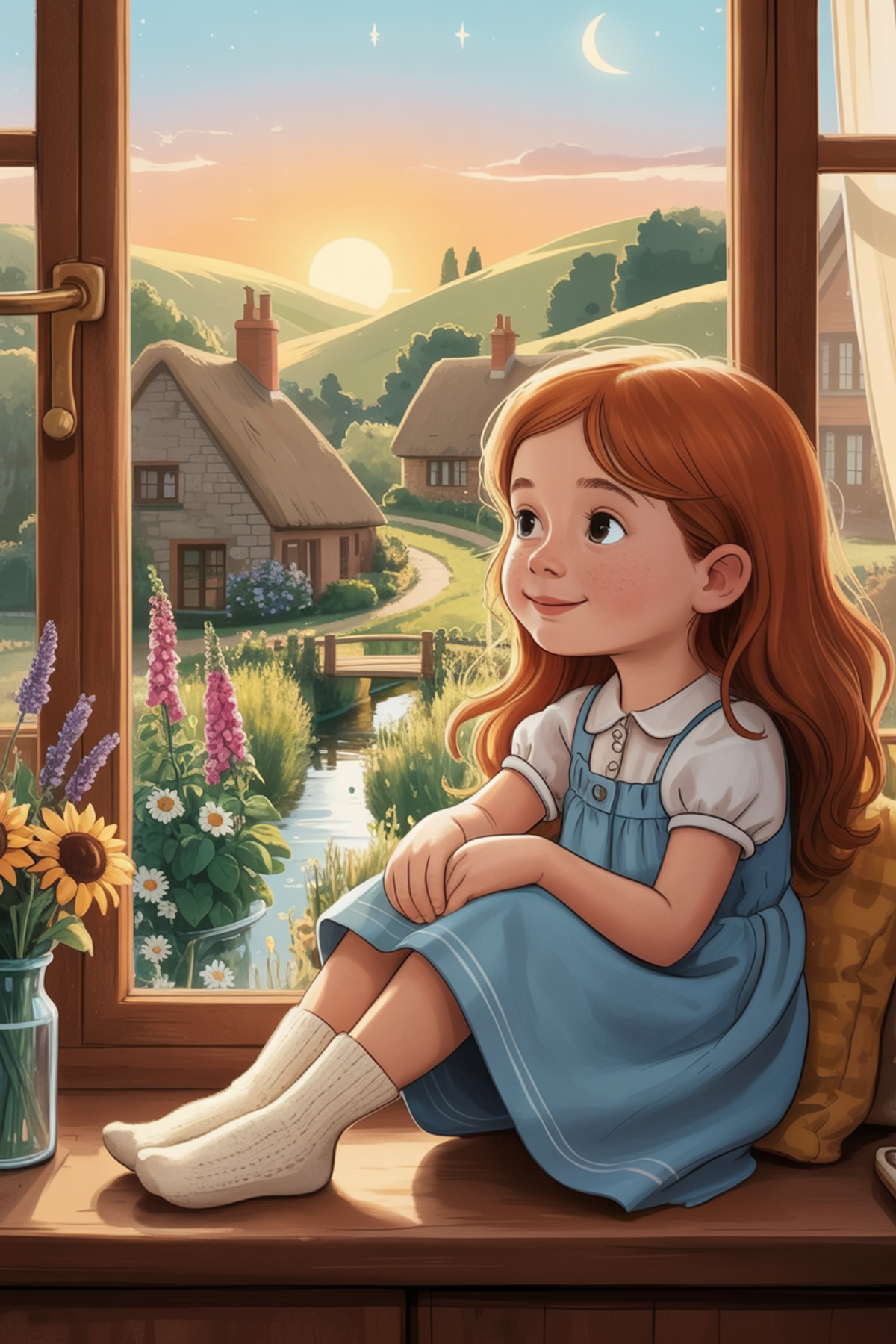 Illustration zur Gute-Nacht-Geschichte „Wenn die Sonne "Gute Nacht" sagt - eine Geschichte mit Erklärungen“