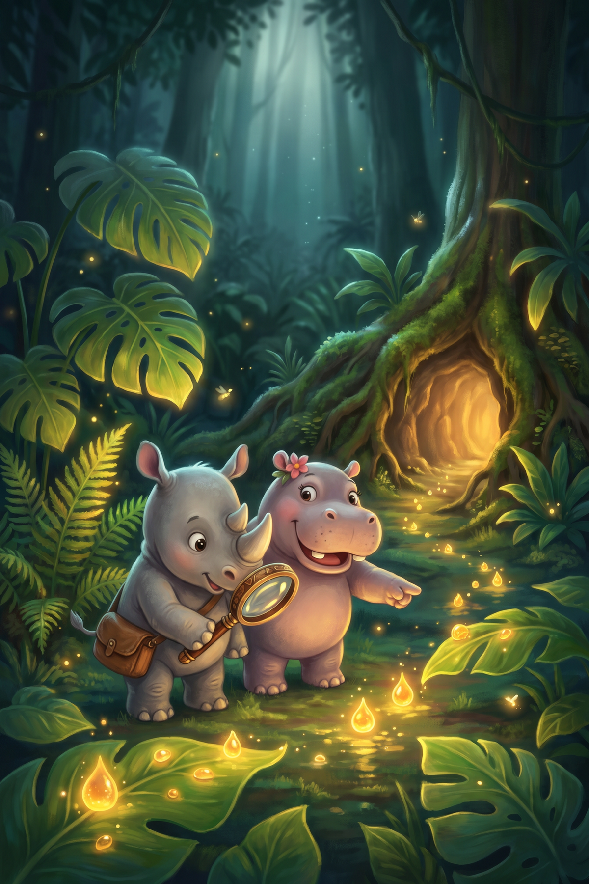 Illustration zur Gute-Nacht-Geschichte „Nipo und Yipi lösen den Fall - eine Kindergeschichte für Spührnasen“