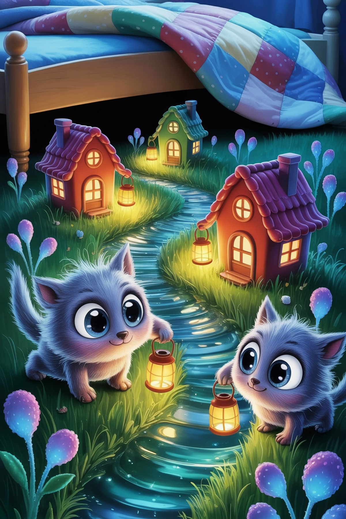 Illustration zur Gute-Nacht-Geschichte „Max und das Licht unter dem Bett - eine Gute-Nacht-Geschichte zum Träumen“
