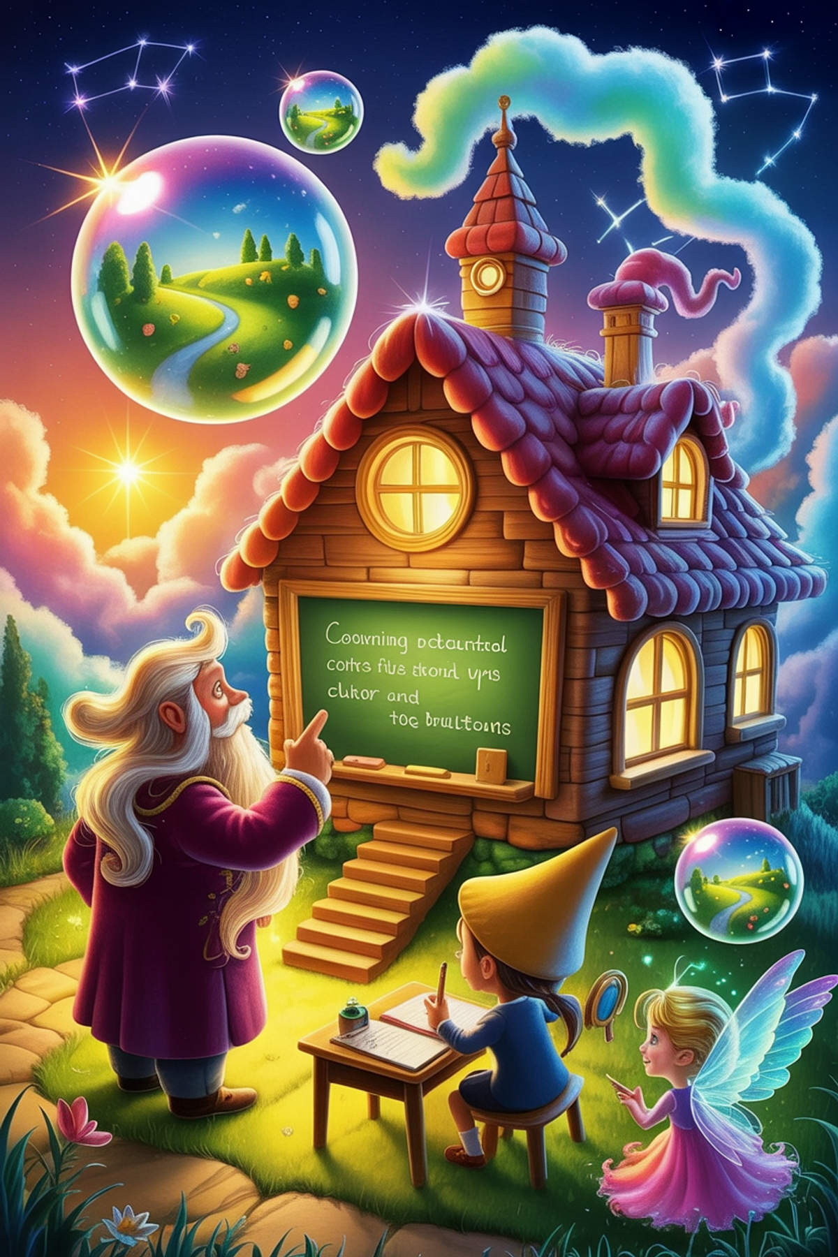 Illustration zur Gute-Nacht-Geschichte „Die Sandmännchen-Schule - eine schöne Gute-Nacht-Geschichte“