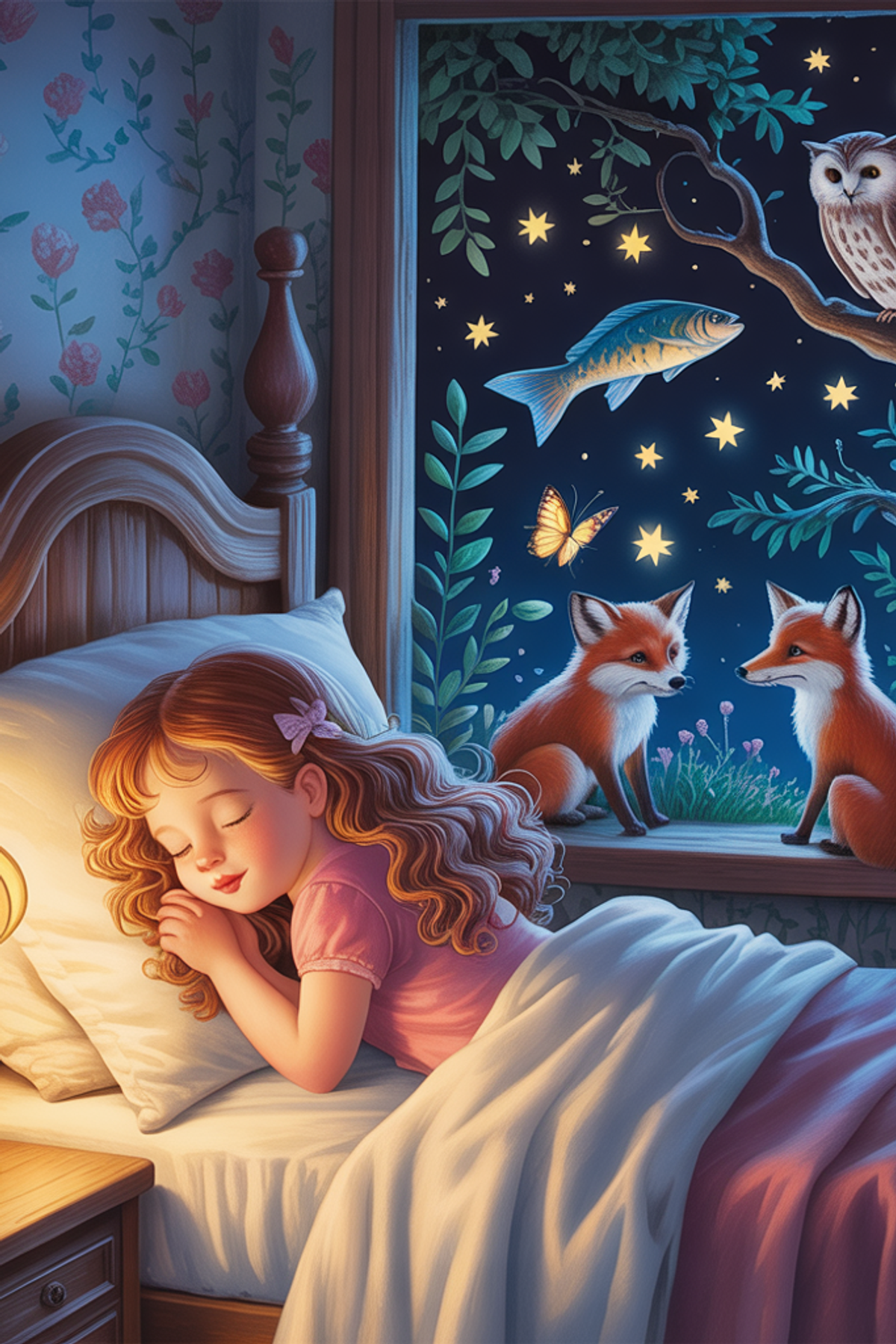 Illustration zur Gute-Nacht-Geschichte „Mama, wo schläft die Liebe nachts? - Gute-Nacht-Geschichte“