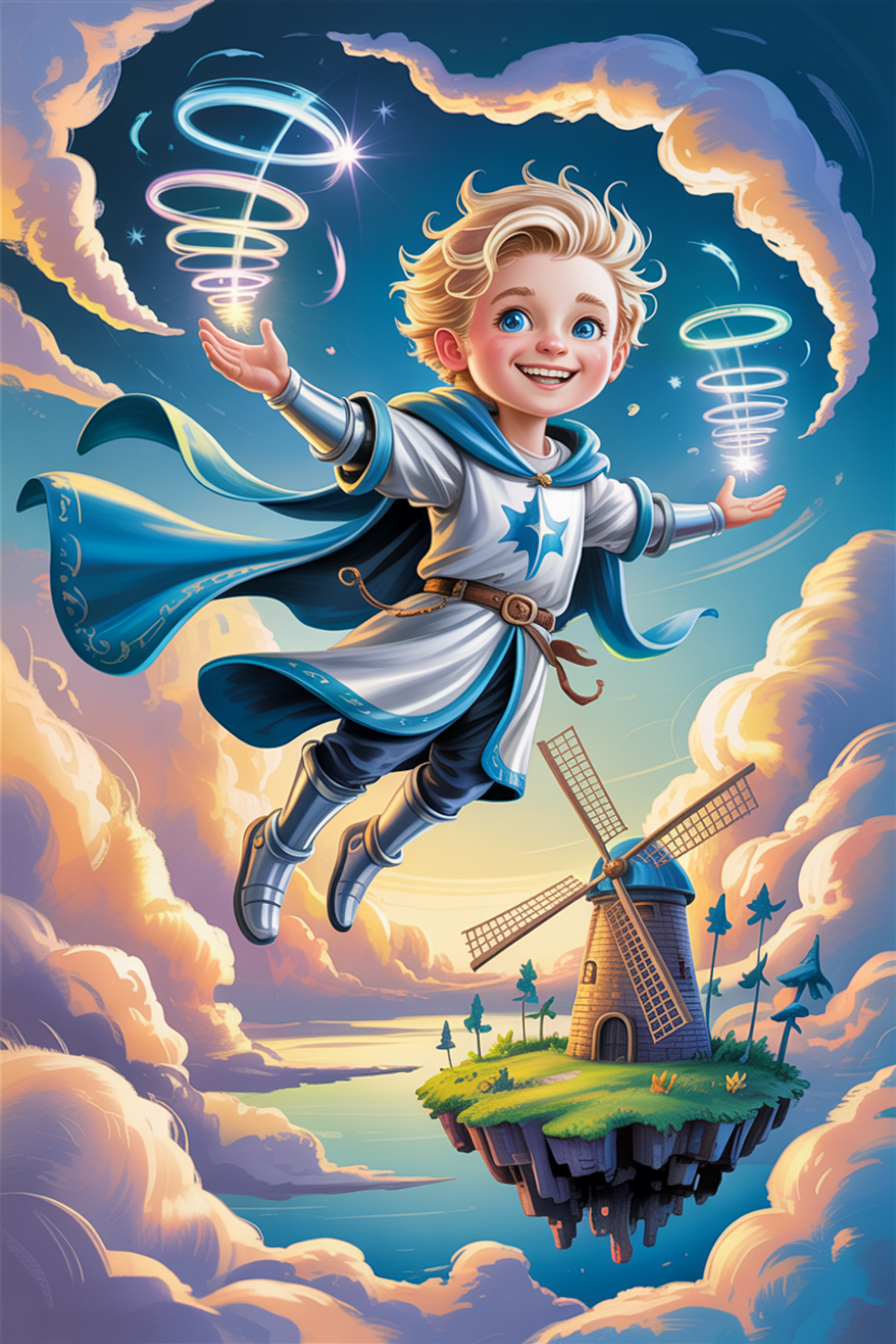 Illustration zur Gute-Nacht-Geschichte „Der kleine Wolkenritter - eine aufregende Gute-Nacht-Geschichte“