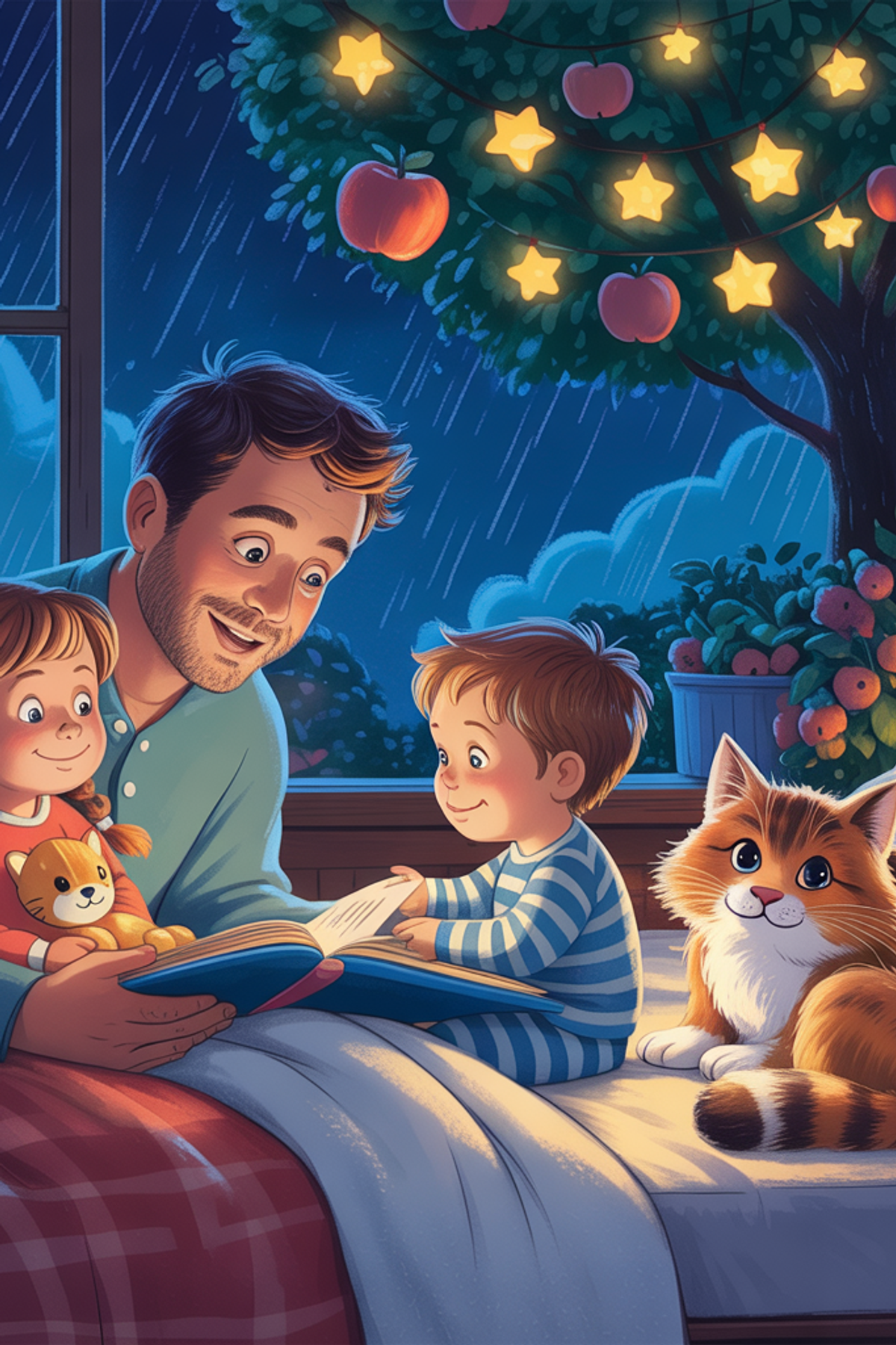 Illustration zur Gute-Nacht-Geschichte „Papa ist mein Held - Kinder-Gute-Nacht-Geschichte zum Vorlesen“