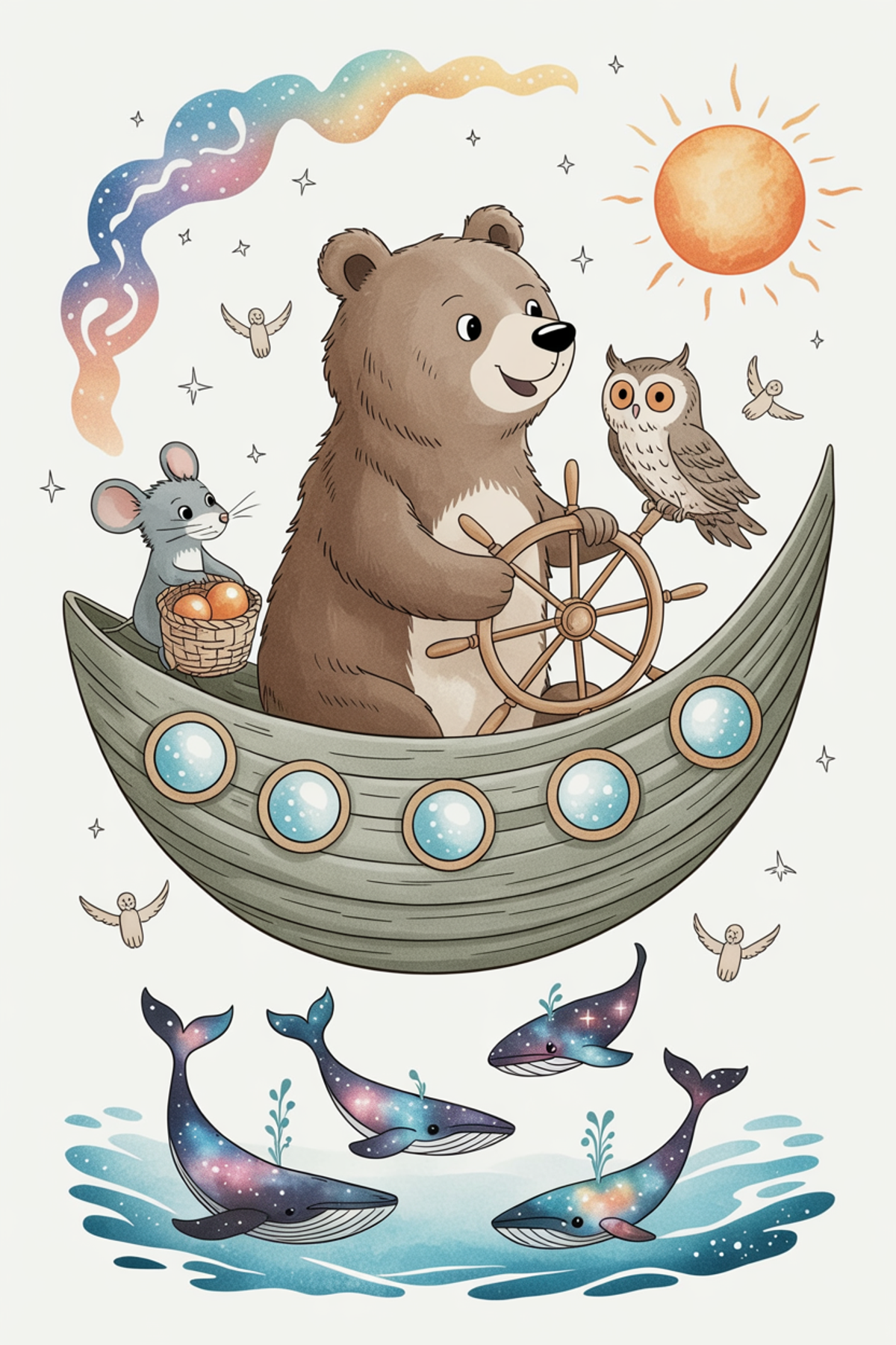 Illustration zur Gute-Nacht-Geschichte „Mit dem Mondschiff zur Sonne - eine fantasievolle Geschichte“