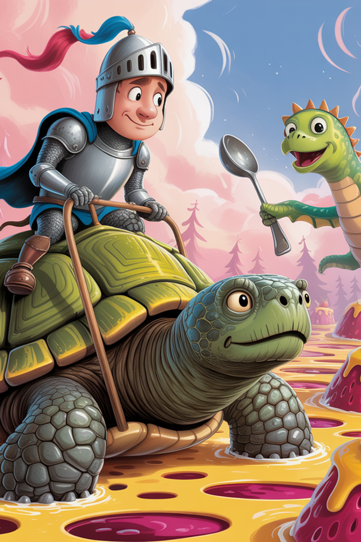 Illustration zur Gute-Nacht-Geschichte „Ritter Spärber und das Nimmersatt Königreich - eine verrückte Ritter Geschichte für Kinder“