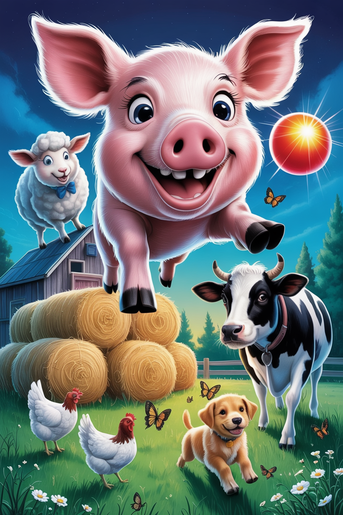 Illustration zur Gute-Nacht-Geschichte „Fips, das frechste Ferkel - eine verrückte Gute-Nacht-Geschichte“