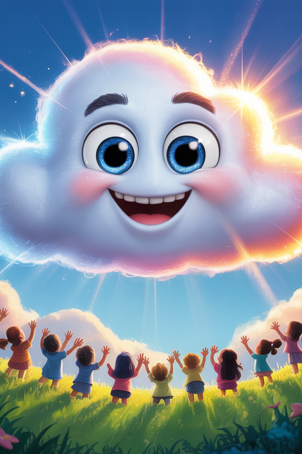 Illustration zur Gute-Nacht-Geschichte „Die kleine Wolke Fluffy - eine fluffige Gute-Nacht-Geschichte für Kinder“