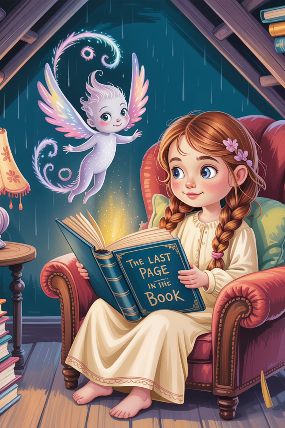 Illustration zur Gute-Nacht-Geschichte „Die letzte Seite im Buch: ein Gute-Nacht-Kuss - Gute-Nacht-Geschichte“