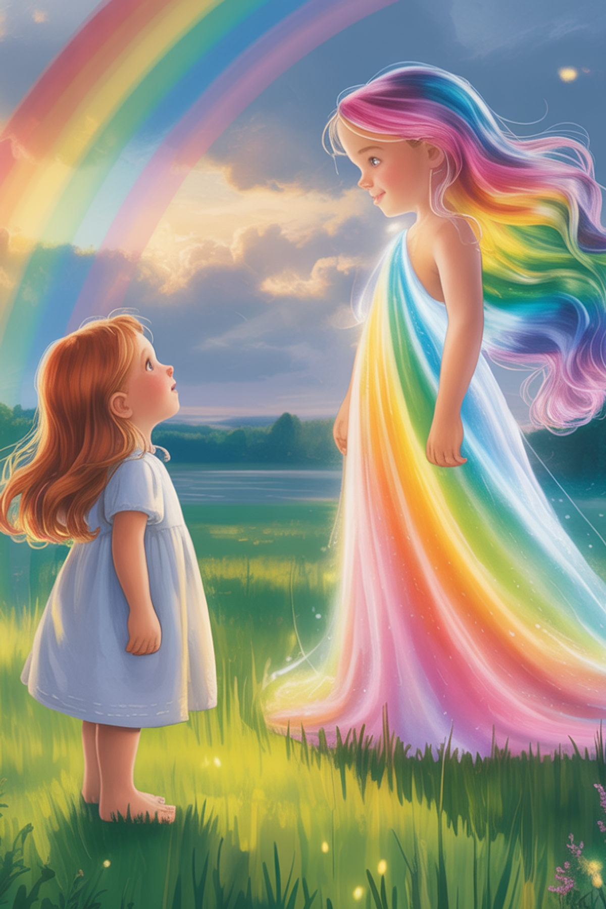 Illustration zur Gute-Nacht-Geschichte „Lillis Freundschaft mit dem Regenbogen - Kinder-Gute-Nacht-Geschichte“