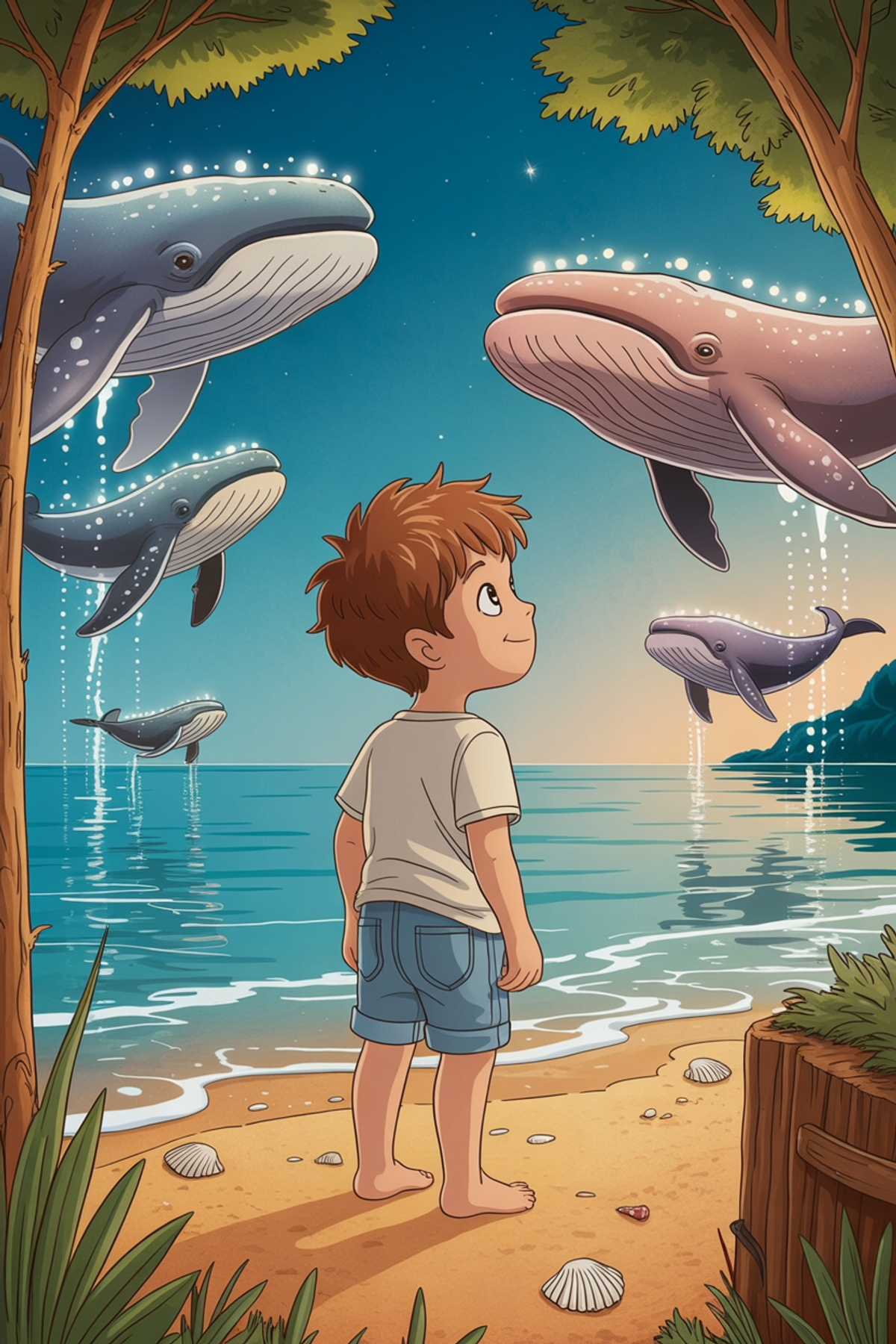 Illustration zur Gute-Nacht-Geschichte „Im Land der Traumwale - eine Kinder Gute-Nacht-Geschichte“