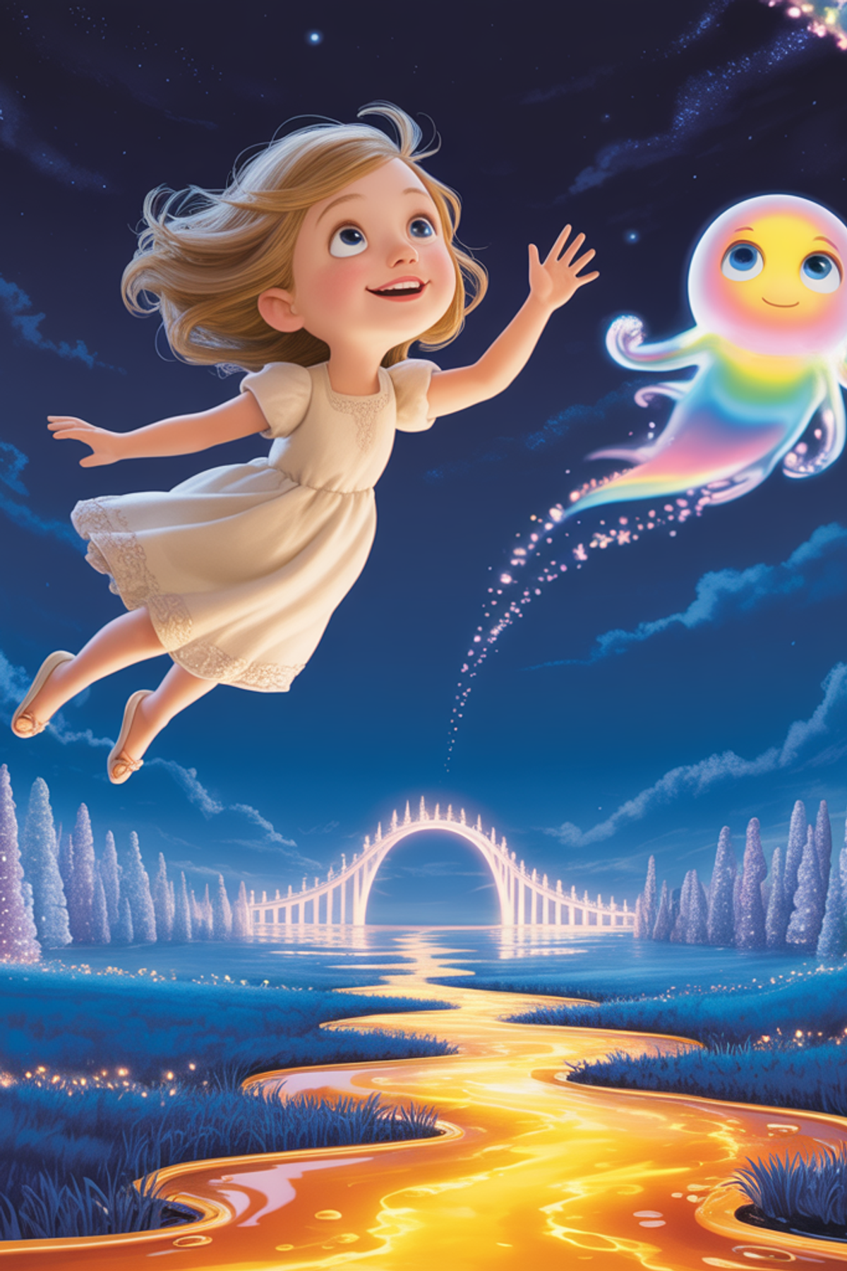 Illustration zur Gute-Nacht-Geschichte „Die Reise ins Land der Träume - eine verträumte Gute-Nacht-Geschichte für Kinder“