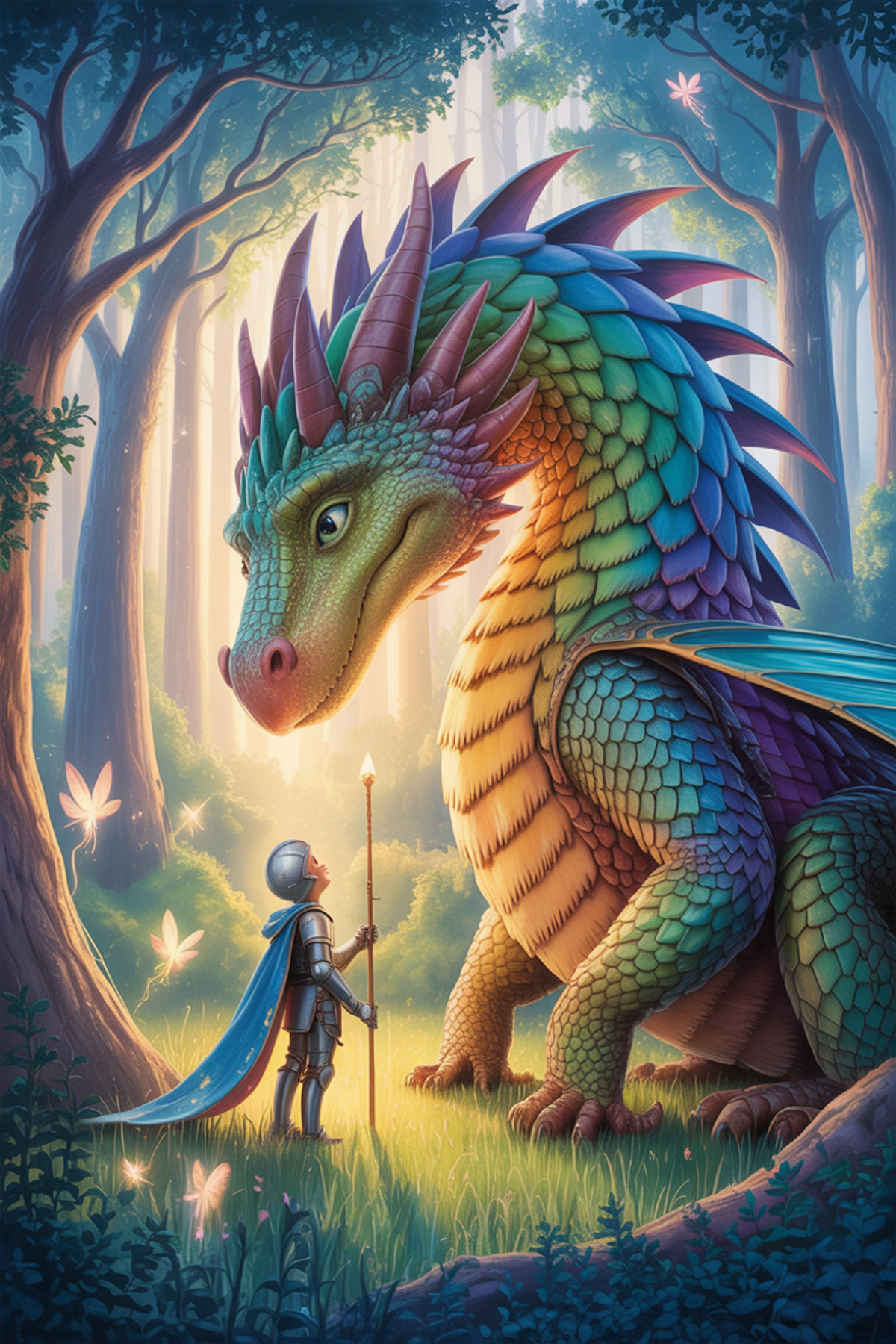 Illustration zur Gute-Nacht-Geschichte „Der Drache, der den Drachenwald bewachte - eine feurige Gute-Nacht-Geschichte“