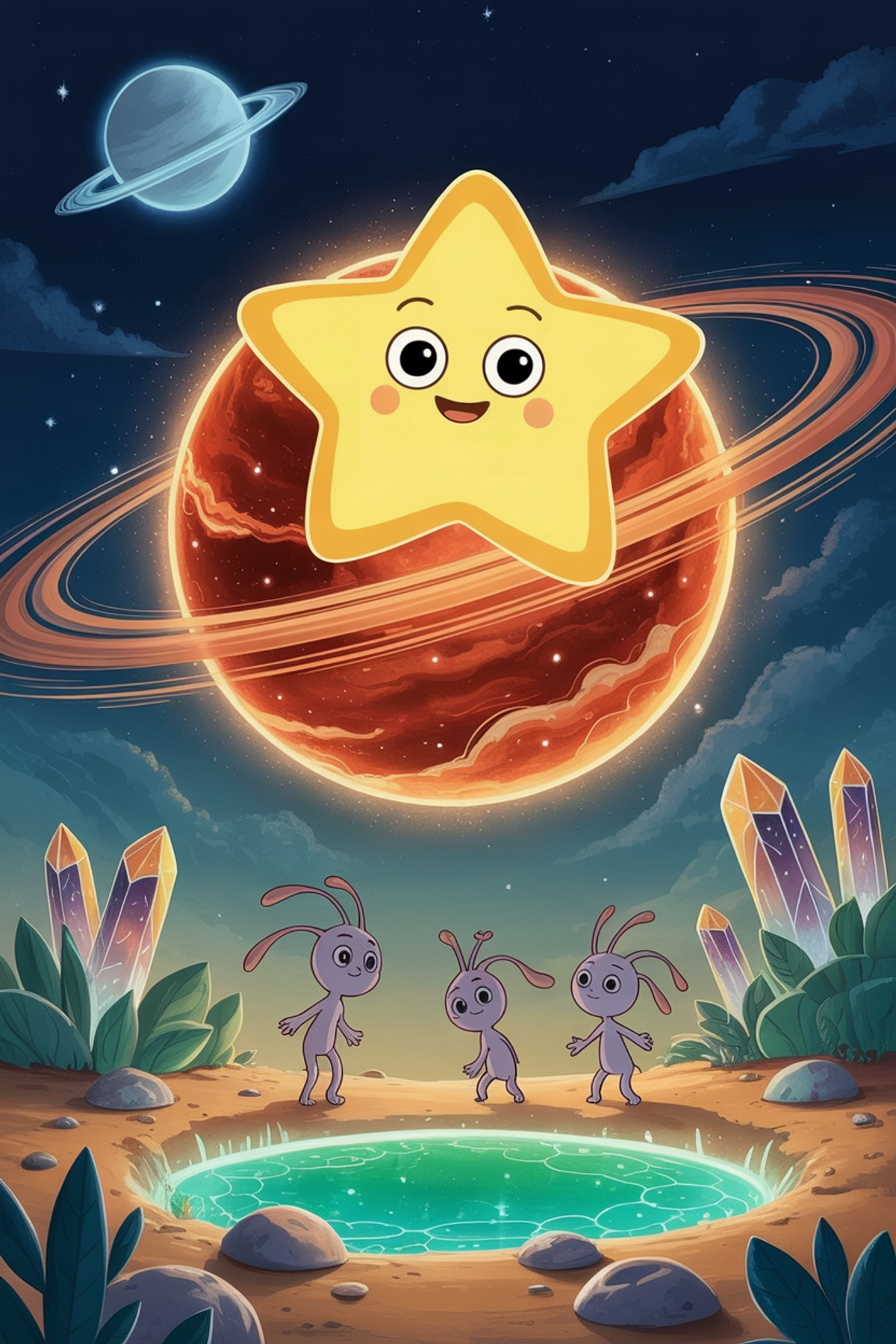 Illustration zur Gute-Nacht-Geschichte „Timmy Traumstern und der rote Planet - eine Kinder-Gute-Nacht-Geschichte“