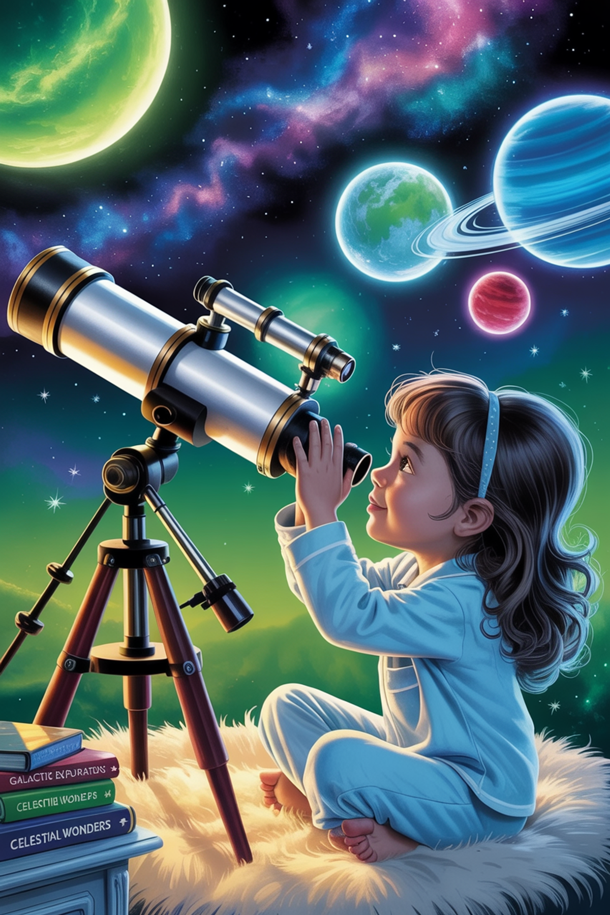 Illustration zur Gute-Nacht-Geschichte „Das Sternenteleskop - eine Geschichte zum Entdecken“