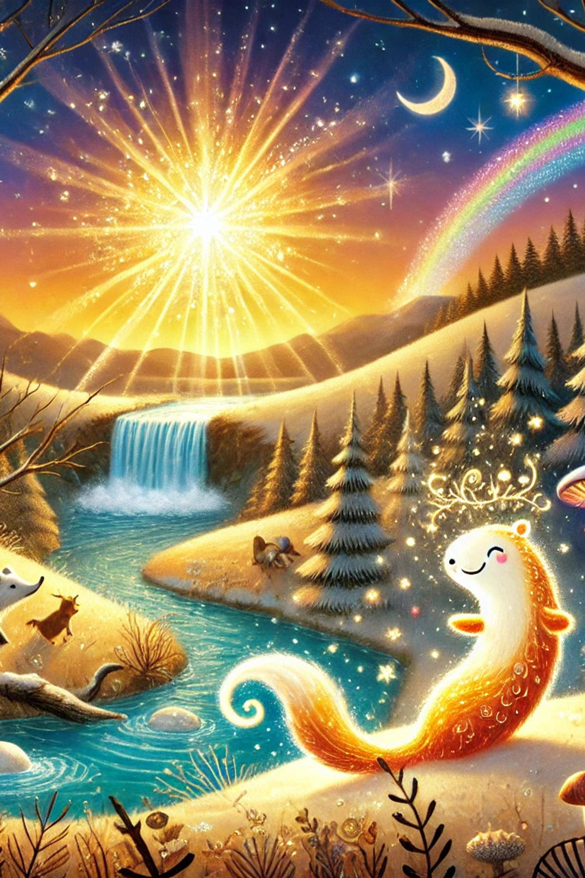 Illustration zur Gute-Nacht-Geschichte „Glühwürmchen Luma entdeckt unsere Welt“