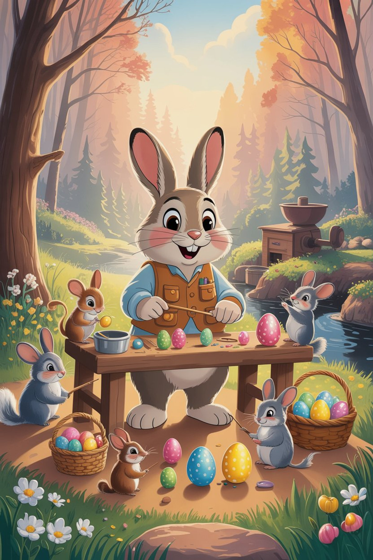 Illustration zur Gute-Nacht-Geschichte „Die Vorbereitungen auf Ostern - eine Ostern-Gute-Nacht-Geschichte“