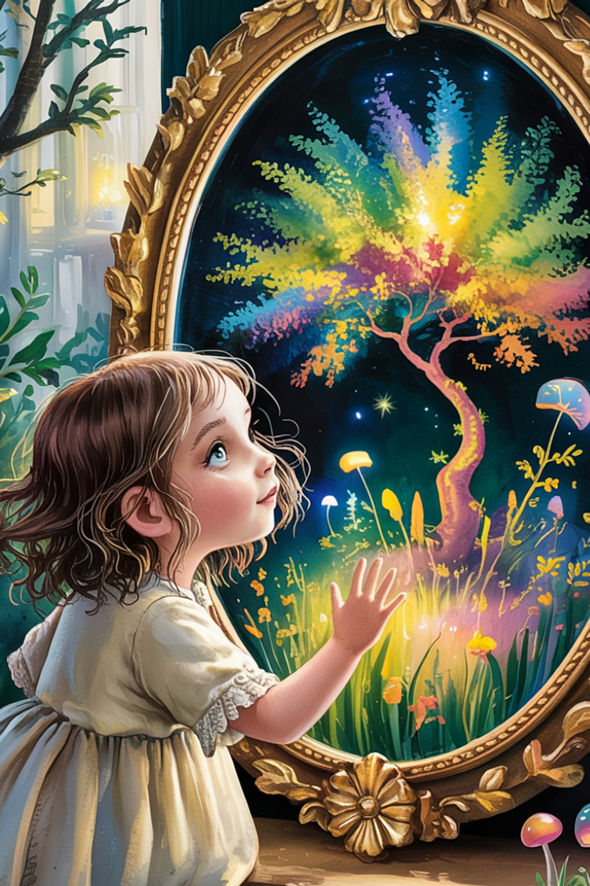 Illustration zur Gute-Nacht-Geschichte „Lillis Spiegelwelt“