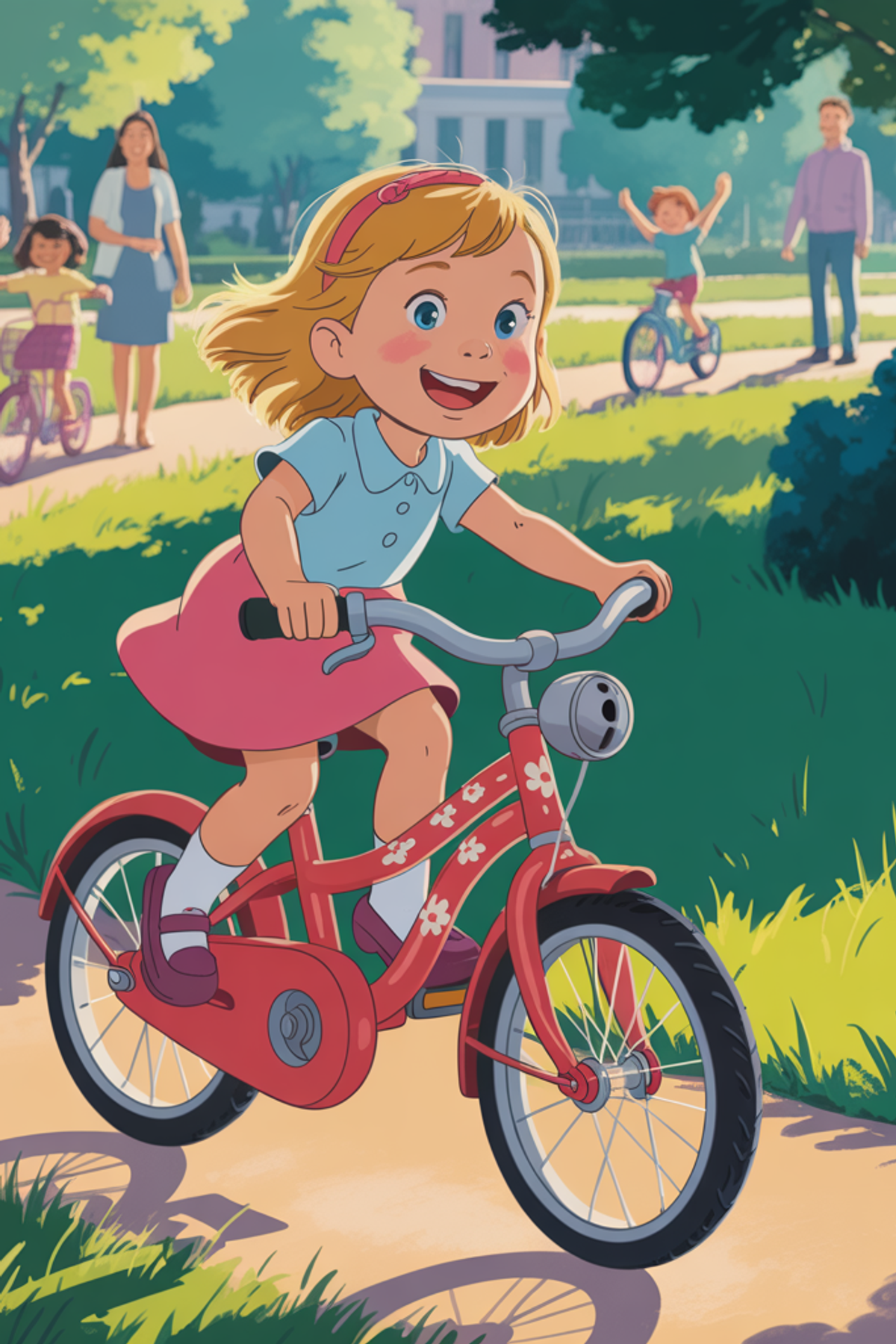Illustration zur Gute-Nacht-Geschichte „Maike und das erste, eigene Fahrrad - eine schöne Gute-Nacht-Geschichte für Kinder“