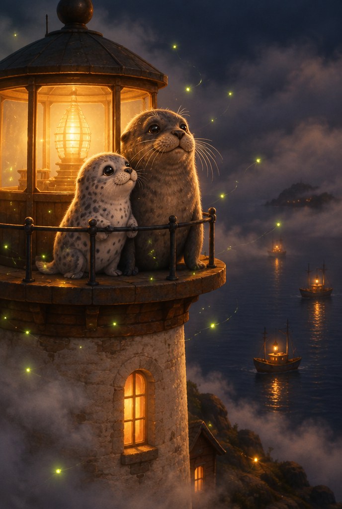 Illustration zur Gute-Nacht-Geschichte „Der Leuchtturm am Ende der Welt“