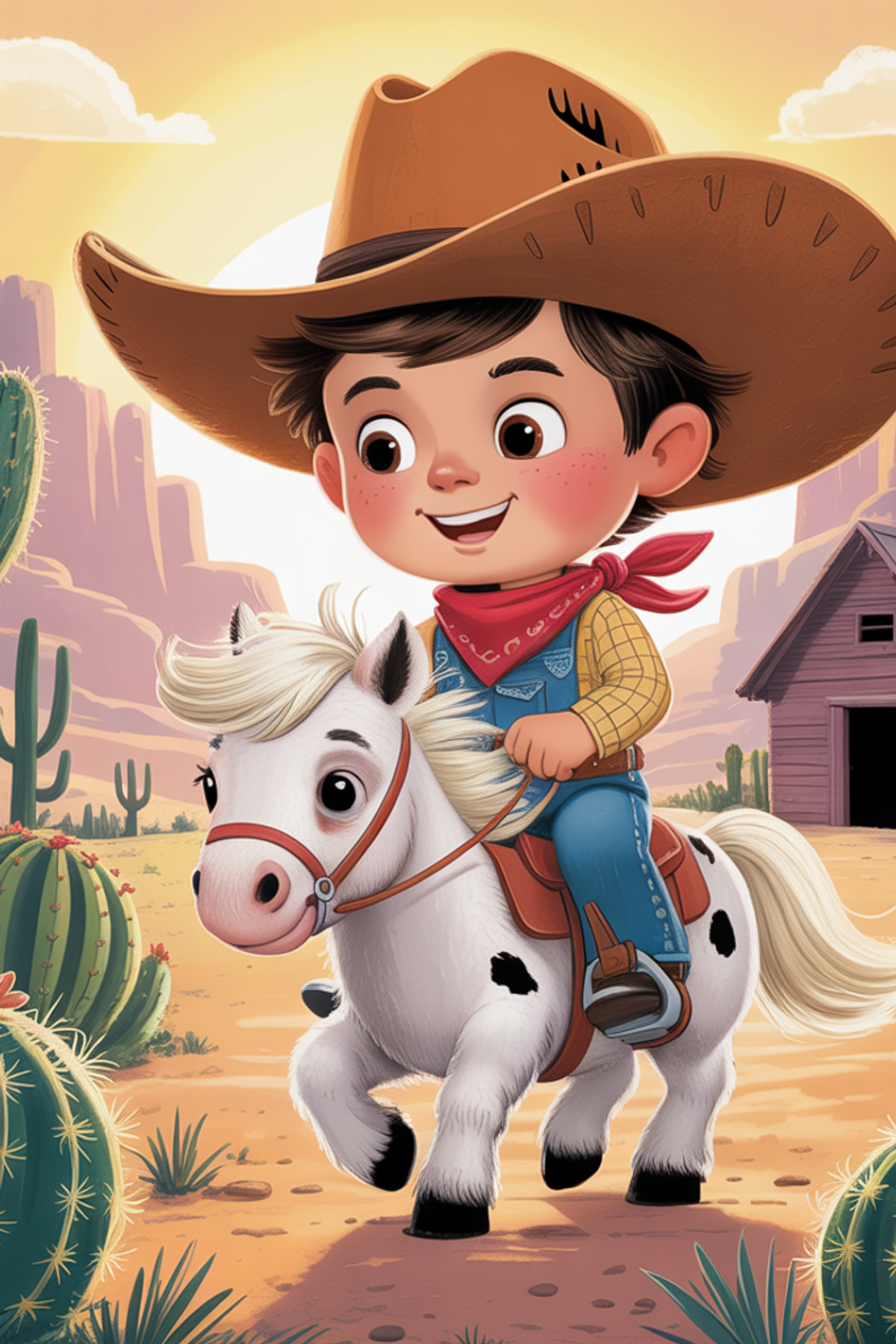 Illustration zur Gute-Nacht-Geschichte „Cowboy Billy bekommt sein erstes Pferd - Gute-Nacht-Geschichte“