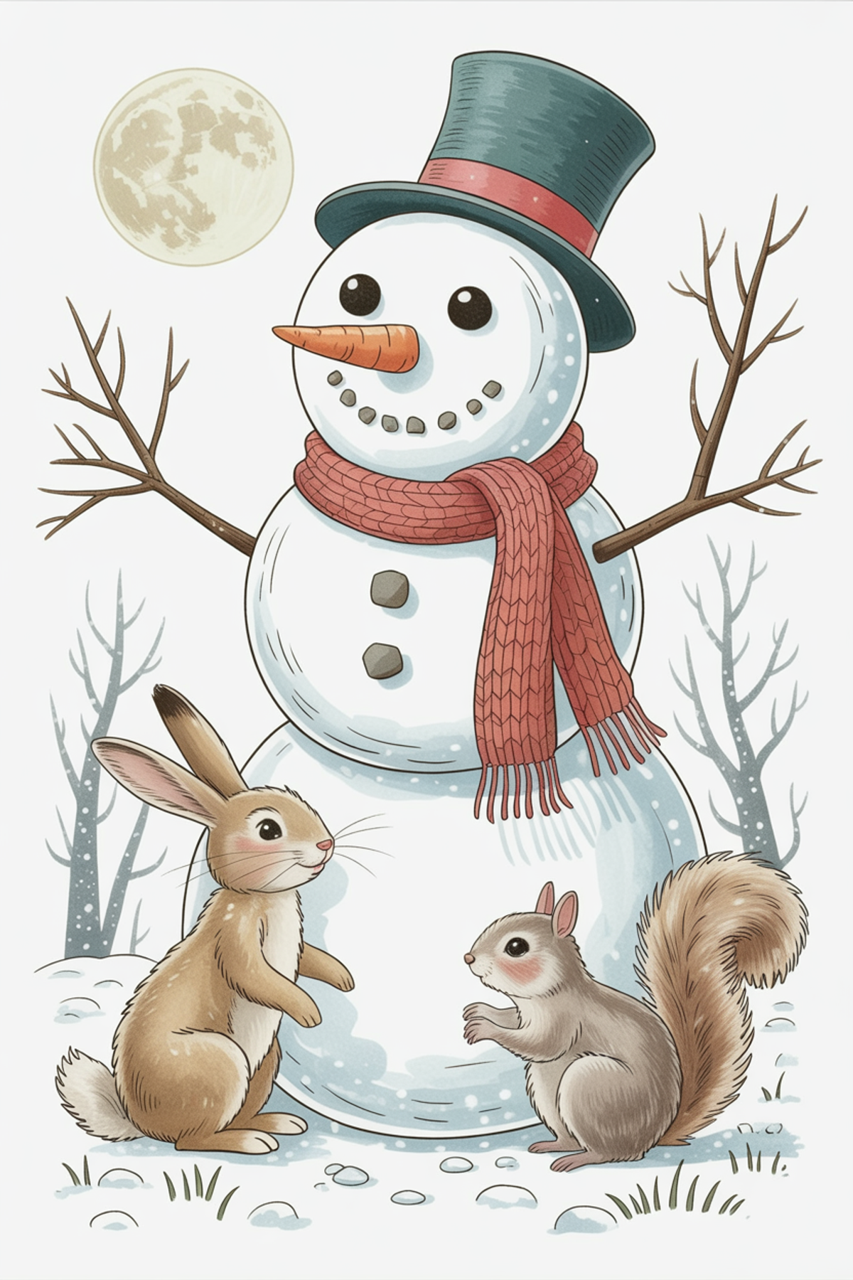 Illustration zur Gute-Nacht-Geschichte „Björn, der Schneemann - eine Geschichte zum Vorlesen“