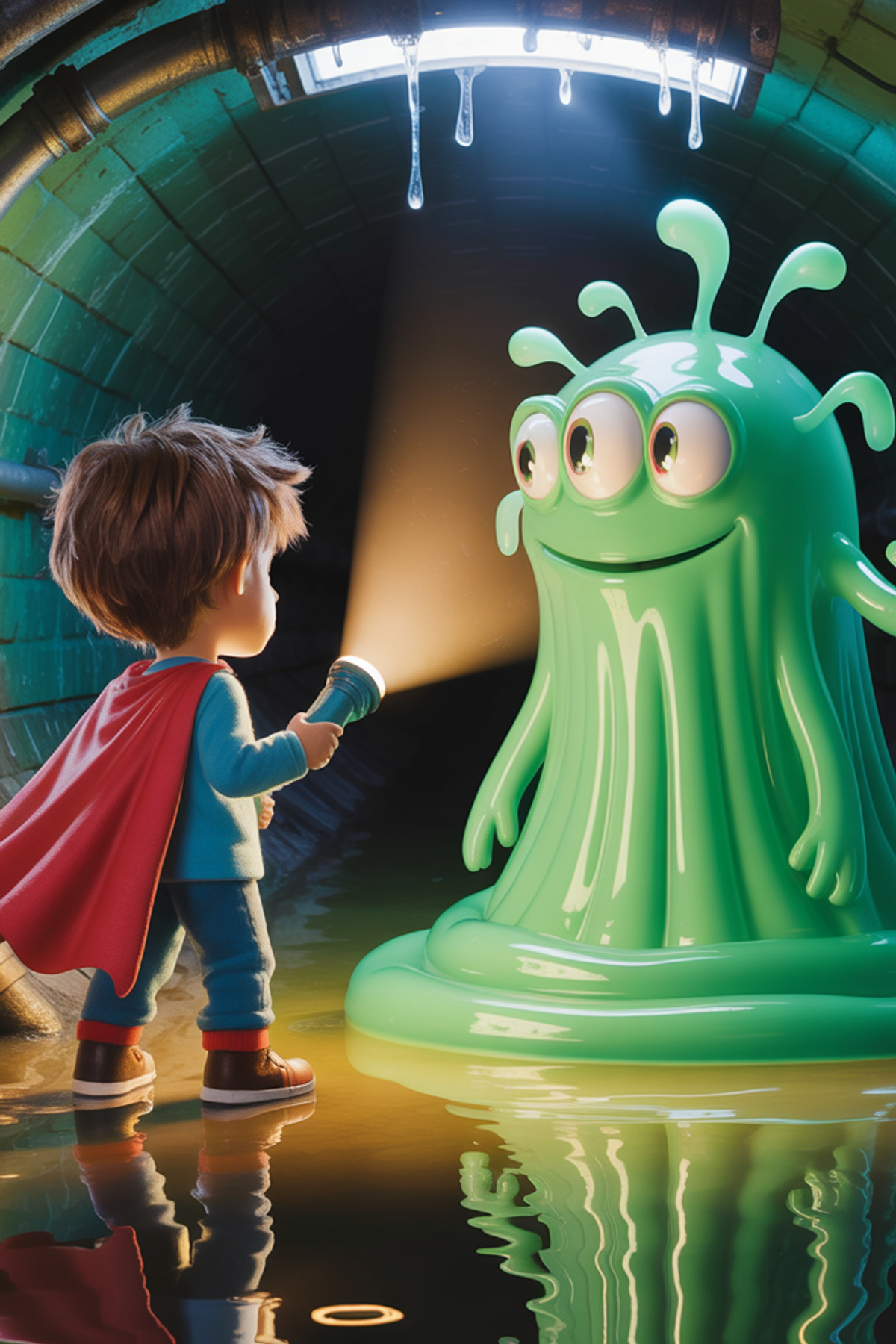 Illustration zur Gute-Nacht-Geschichte „Milo Mutig und die Monster-Mission - Gute-Nacht-Geschichte“